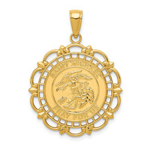 14K Gold Polished / Satin Saint Michael Medal Pendant K5668 - £338.74 GBP