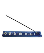 Ceramic Celestial Astrology Midnight Blue Moon Phase Incense Burner Figu... - $21.72 CAD