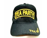 Tea Party Mens Puff Embroidered Hat Cap Black Adjustable Strap Acrylic - $12.86