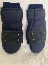 Vintage SKI Snow Mittens.  Nylon, Leather, Down. Ladies Medium - $18.81