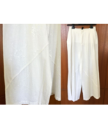 ZARA WHITE WIDE LEG PLEATED EMBROIDERED LINEN/COTTON PANTS - XS-S - $1,472.08 MXN