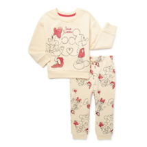 Disney Toddler Mickey &amp; Minnie Sweethearts Sweatshirt &amp; Joggers 2pc Size... - £17.90 GBP
