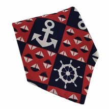 Vintage 1960s Men&#39;s Wide Preppy Red Blue Sailboat Anchor Nautical Tie Co... - $10.28