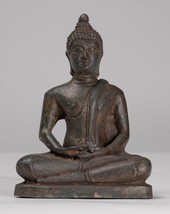 Antigüedad Thai Estilo Bronce Chiang Saen Meditación Estatua de Buda - - $181.78