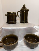 Vintage 5 piece Coffee Set Heritage Green Stoneware By: Pfalzgraff - £19.55 GBP