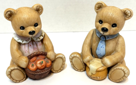 Vintage Homco Harvest Bears Apples Honey Porcelain Painted Figurines 140... - £8.35 GBP