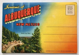 Albuquerque New Mexico Souvenir Postcard Linen Color Foldout Vintage Unposted - £15.45 GBP