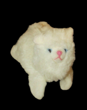 White fuzzy plush cat hand puppet blue eyes pink nose Made W. Germany MB... - $5.93