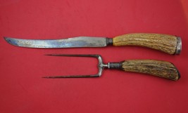 Antler Handle by Various Makers Roast Carving 2-pc Set w/ sterling knife 15&quot; - £224.06 GBP