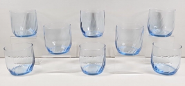 (8) Libbey Blue Optic Swirl Tumblers Set Old Fashioned Retro Drink Glasses Lot - £45.11 GBP