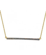 Fronay 16 &amp; 1 in. Mini Sterling Silver Sideways Gold Charcoal Bar Pendan... - $79.36 CAD
