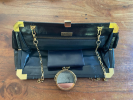 Vintage italian Melluso leather shoulder  bag with purse and mirror - £70.32 GBP