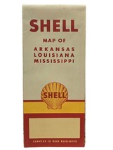 Vintage 1956 Shell Road Map Arkansas, Louisiana, Mississippi GUC - £5.42 GBP
