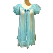 Texsheen Sheer Chiffon Nylon BABYDOLL Peignoir Gown Robe Size 32 Puff Sleeve VTG - £60.67 GBP