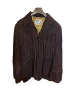 PIONEER WEAR Jacket Brown Suede Fringe Western Boho Vintage Size 44 - $195.25 CAD