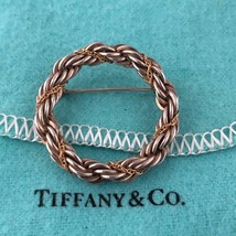 Tiffany &amp; Co. Rope Circle Wreath 1999 Brooch Pin 18 Karat Gold  Sterling Silver  - £138.48 GBP