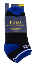 Polo Ralph Lauren Men&#39;s 6-12.5  Black &amp; Blue Low Cut Crew Socks 3 in Pac... - $39.59