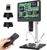 10.1 Inch HDMI Digital Microscope 2000X for Adults, 3 Lens 2160P UHD Video Recor - £311.68 GBP