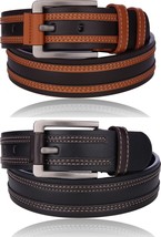 New Men&#39;s Belt Dual Color Casual Dress Leather Buckle Genuine Fashion - £7.02 GBP