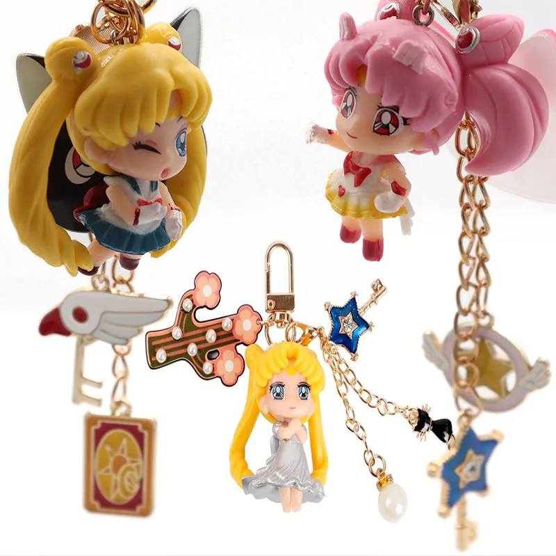 Anime Figure Sailor Moon DIY Keychain Pendant 3D Kawai Cartoon Bag Pendant - £8.19 GBP+