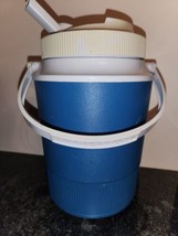 RUBBERMAID 1/2 GALLON BLUE AND WHITE JUG THERMOS WATER COOLER WITH SPOUT... - £13.15 GBP