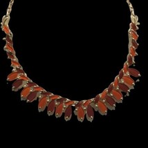 Signed CORO Vintage Amber Dichroic Glass  Necklace 16” - £99.91 GBP