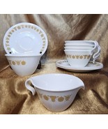 Corelle By Corning Butterfly Gold 4 sets Cup &amp; Saucer Plus Sugar and Cre... - £27.12 GBP