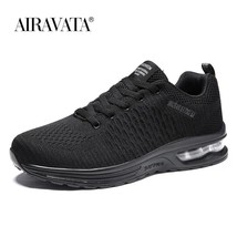 Men&#39;s Running Shoes Comfortable Breathable Mesh Air Cushion Black Sneakers Train - £30.00 GBP