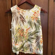 Love Linen J Jill Women Tropical Jungle Print Sleeveless Scoop Neck Shir... - $13.86