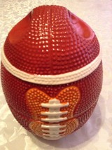 Football bowls ceramic 3 stackable 1 lid serving set vintage centerpiece brown - £23.65 GBP