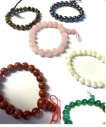 6 PIECES ASSORTED STONE CHIP BRACELETS crystals 737 jewelry hematite ros... - £12.09 GBP