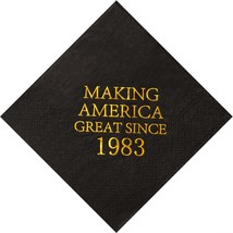 40Th Birthday Disposable Napkins Black And Gold Dessert Beverage Cocktail Cake N - £15.17 GBP