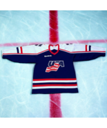 Vtg Reebok Maska US Hockey Jersey Red White Blue Mens Large Spellout Flag - £30.33 GBP