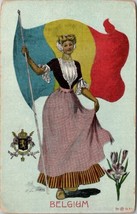 Belgium Patriotic Flag Girl Artist Signed Postcard B26 - $14.95