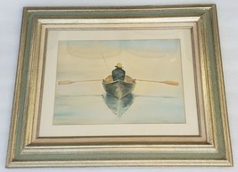 1978 Signed Gail Richardson - Man in Boat - Fisherman - Watercolor Art Painting - £813.54 GBP