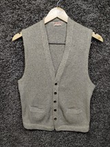 Vintage McGregor Cardigan Vest Men Medium Gray Deep V Pockets 1950s 50s - £29.08 GBP