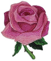 Custom Pink Single Romantic Rose Embroidered Iron on/Sew Patch [4&quot; * 4&quot;] [Made i - £10.11 GBP