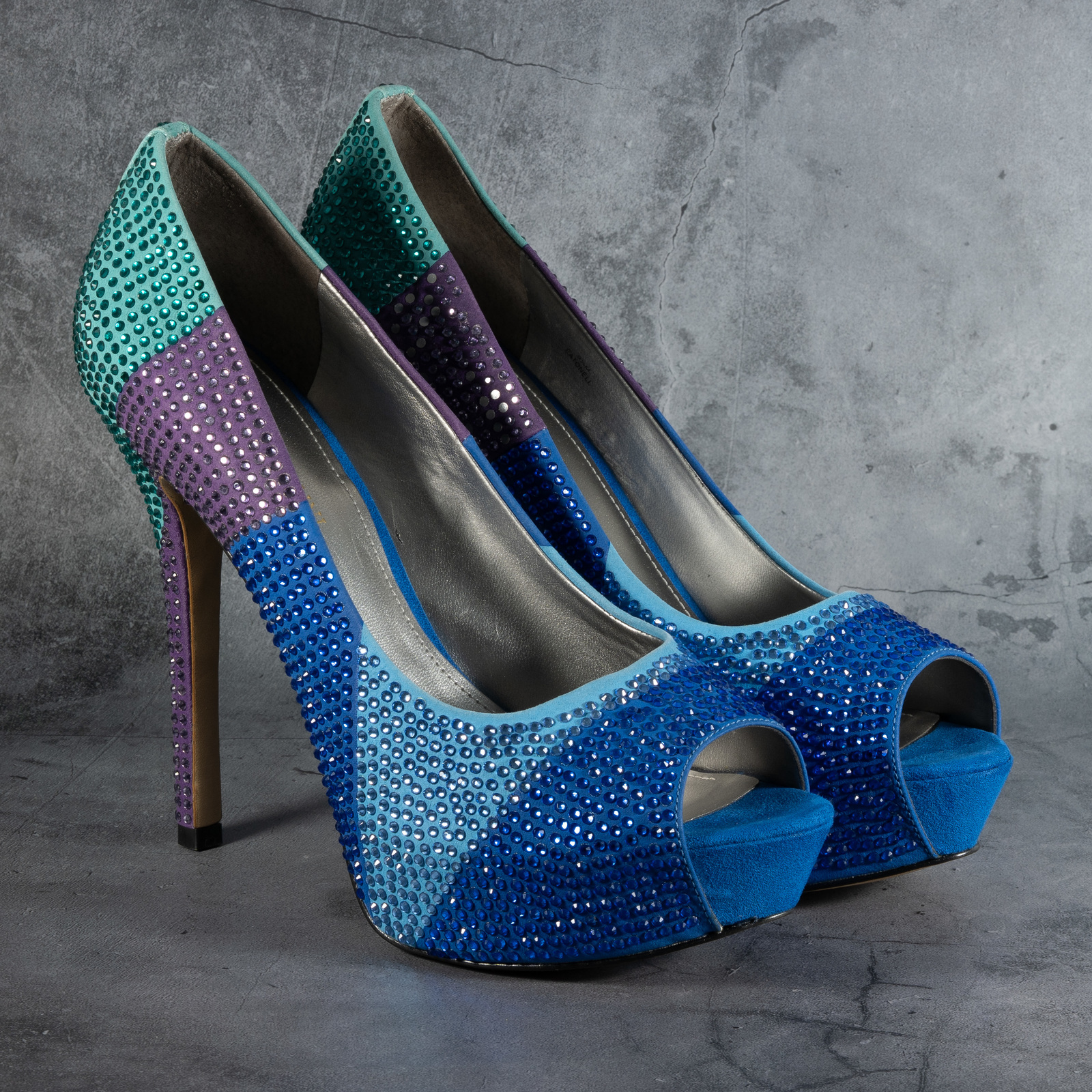 Enzo Angiolini Pumps Tonell Blue Stilleto Rhinestone Peep Toe Color Blue... - $45.00