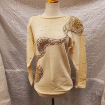 Marisa Christina Women&#39;s White Sweater with Gold Sequins - £27.65 GBP