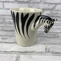 Pier 1 Imports Zebra 3D Handle Coffee Tea Mug Cup Hand Painted 4.75" Tall - $16.79