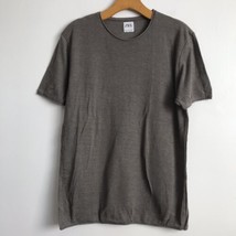 Zara Sweater L Gray Beige Short Sleeve Crew Neck Pullover Soft Knit Casual Top - £16.60 GBP
