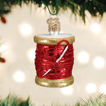 Old World Christmas Red Spool Of Thread Glass Christmas Ornament 32552 - £10.91 GBP