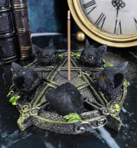 Celtic Wiccan Pentagram Ivy Penta 5 Black Cats Witching Hour Incense Burner - £14.07 GBP