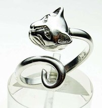 Sterling 925 Silver Hand Made Cat Head and Tail Torque Ring, Variable Si... - $37.24