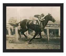 Man O War Champion Race Horse Jockey Riding In Race 8X10 Framed Photo - £15.73 GBP
