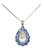 14k White Gold 2.34 Carat Blue Flash Moonstone and Cylon Sapphire Pendan... - $41,817.30 MXN 14k White Gold 2.34 Carat Blue Flash Moonstone and Cylon Sapphire Pendan... - $41,817.30 MXN