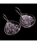 Carving Crystal Quartz Gemstone 925 Silver Overlay Handmade Flower Drop ... - $308.45 MXN