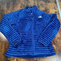 The North Face Womens Fleece Jacket Blue Stripe Long Sleeve Zip Up Pocke... - $14.84