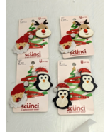 Lot of 4 Scunci Rudolph, Santa Claus, Penguin Christmas Hair Snap Red Cl... - $30.59 CAD