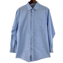 Brooks Brothers Mens 16 32/33 Slim Fit Dress Shirt Blue Stripe Non-Iron Career  - £15.38 GBP